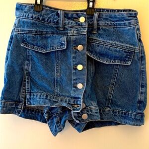 SHEIN ICON Flap Pocket Button Front Denim Skort